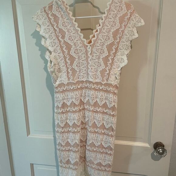 NIGHTCAP ANTIONETTE WISTERIA LACE SHEATH MINI DRESS NUDE LININGSZ 1 XS $395 MSRP - Picture 3 of 10